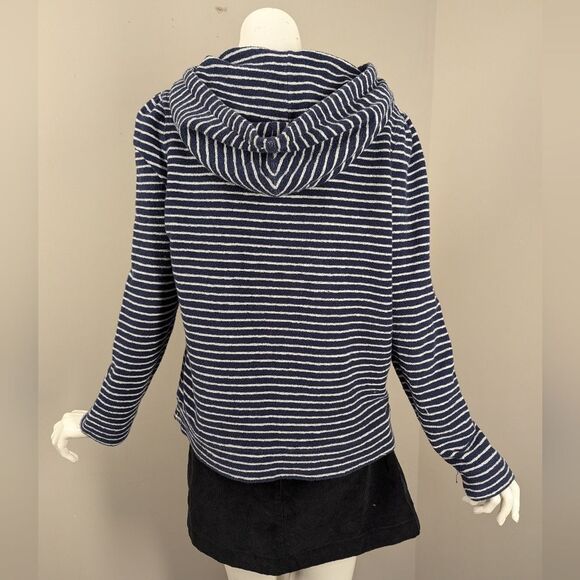 Juicy Couture Striped Hoodie Size M Navy White Pullover Kangaroo Pocket Casual - Picture 2 of 9